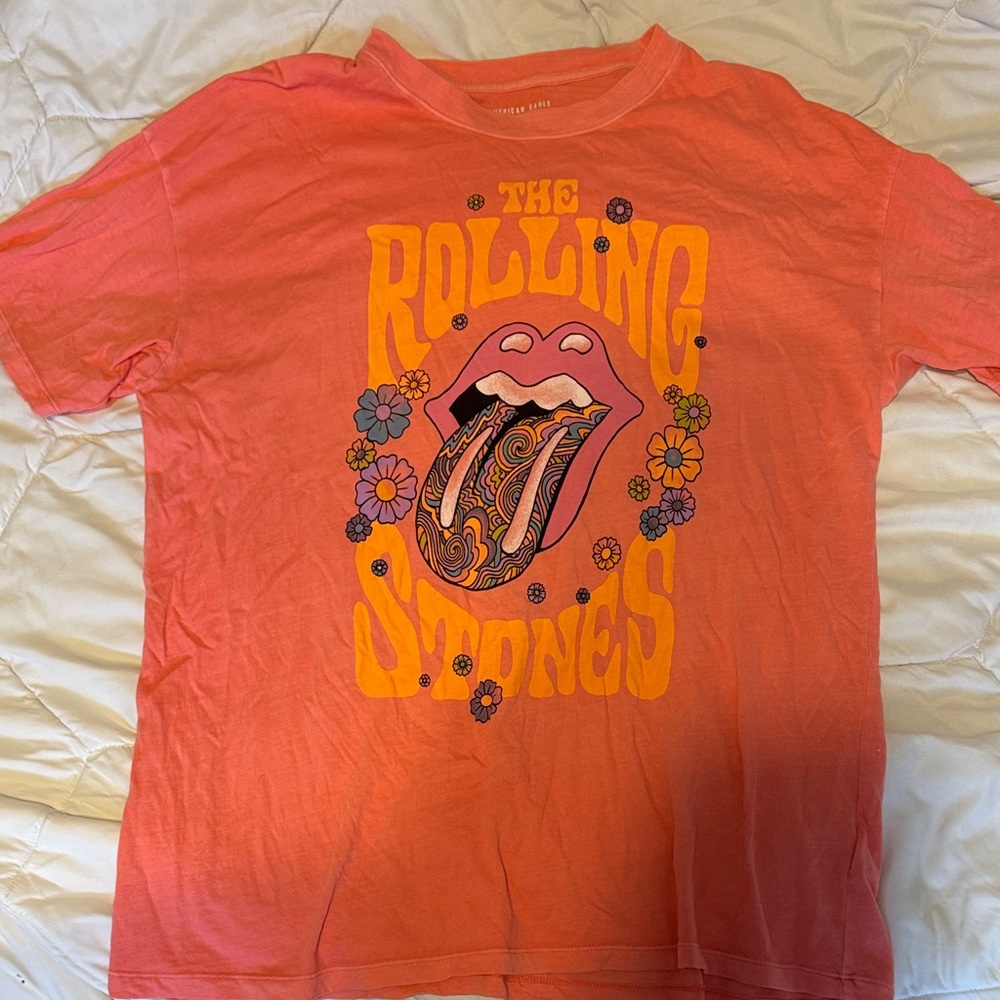 American Eagle Outfitters Rolling Stones Graphic Tee - Coral